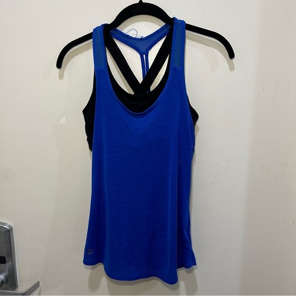 Athleta Blue Tank Top with Black Built in Sports Bra Size XXS - Picture 1 of 6